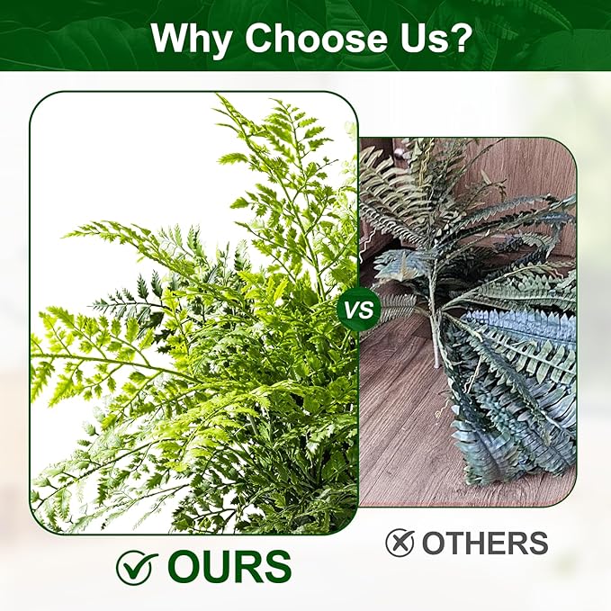 2 Pack Artificial Fern Plants in Pots Artificial Boston Ferns Potted Plants Faux Fern Bush Plant Shrubs Greenery for Outdoor Indoor Porch Patio Farmhouse Garden Living Room Office Table Decor (Type 2)