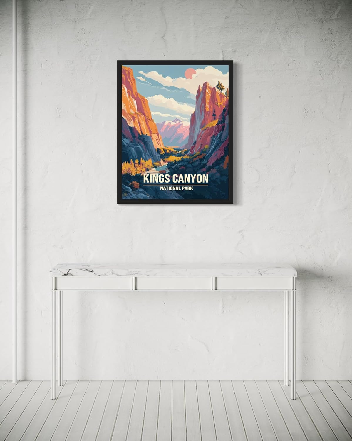 Kings Canyon National Park Art Print Poster, Vintage Retro Pop Art Travel Wall Art Bedroom Bathroom Living Room Decor 185 (Kings Canyon, 24 x 36 inches, Black Frame)
