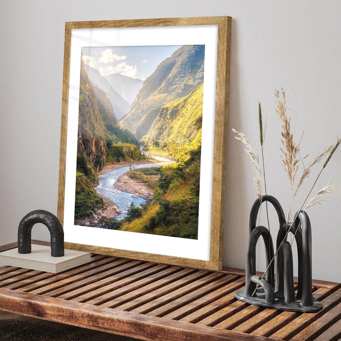 iRahmen 24x36 Poster Frame Set of 2 with Plexiglass, Wooden Rustic Brown Frames Display 20x30 Picture with Mat or 24 x 36 Without Mat, Wall Gallery Mounting Horizontal and Vertical