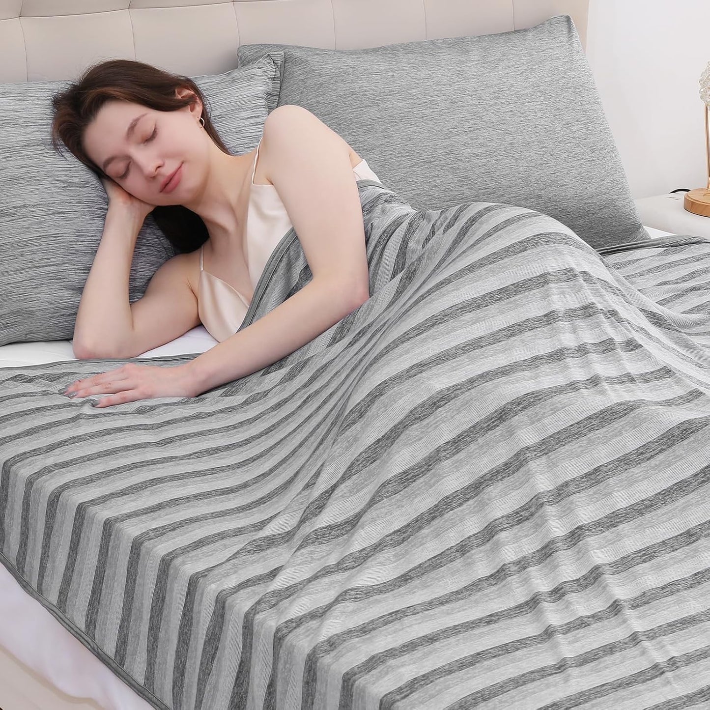 Marchpower Cooling Blanket for Hot Sleepers Twin Size, Double Sided Arc-Chill Cooling Fabric Q-Max>0.5, Cooling Blanekt for Hot Flashes and Night Sweats, Cool Blanekt Cold Blanket for Summer Grey