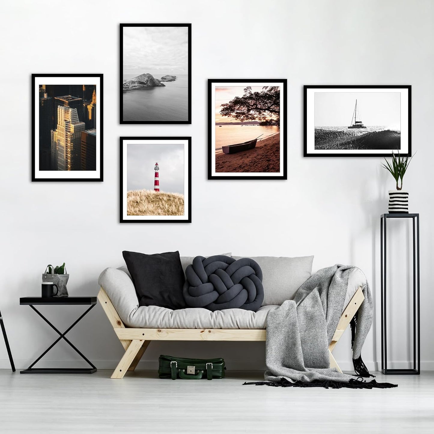 iRahmen 20x24 Picture Frame Set of 2 with Plexiglass, Black Wood Poster Frame for Wall Mounting Display 16x20 Picture with Mat or 20 x 24 Without Mat