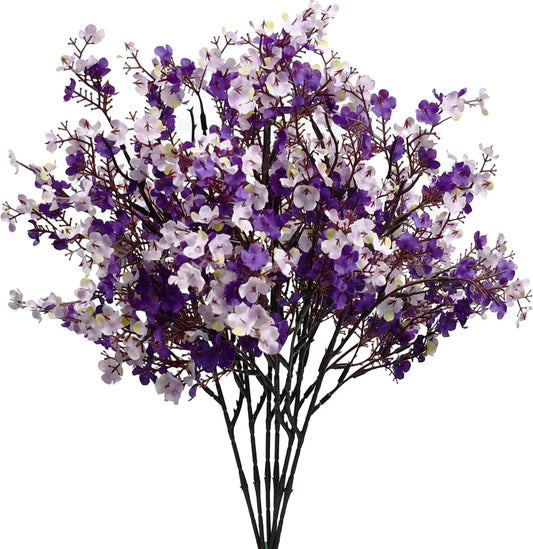 Mandy's Shades of Purple Artificial Baby’s Breath Flowers 6 Bundles Silk Gypsophila with Bendable Stems for Fall Centerpiece Wedding Decor and Table Arrangements