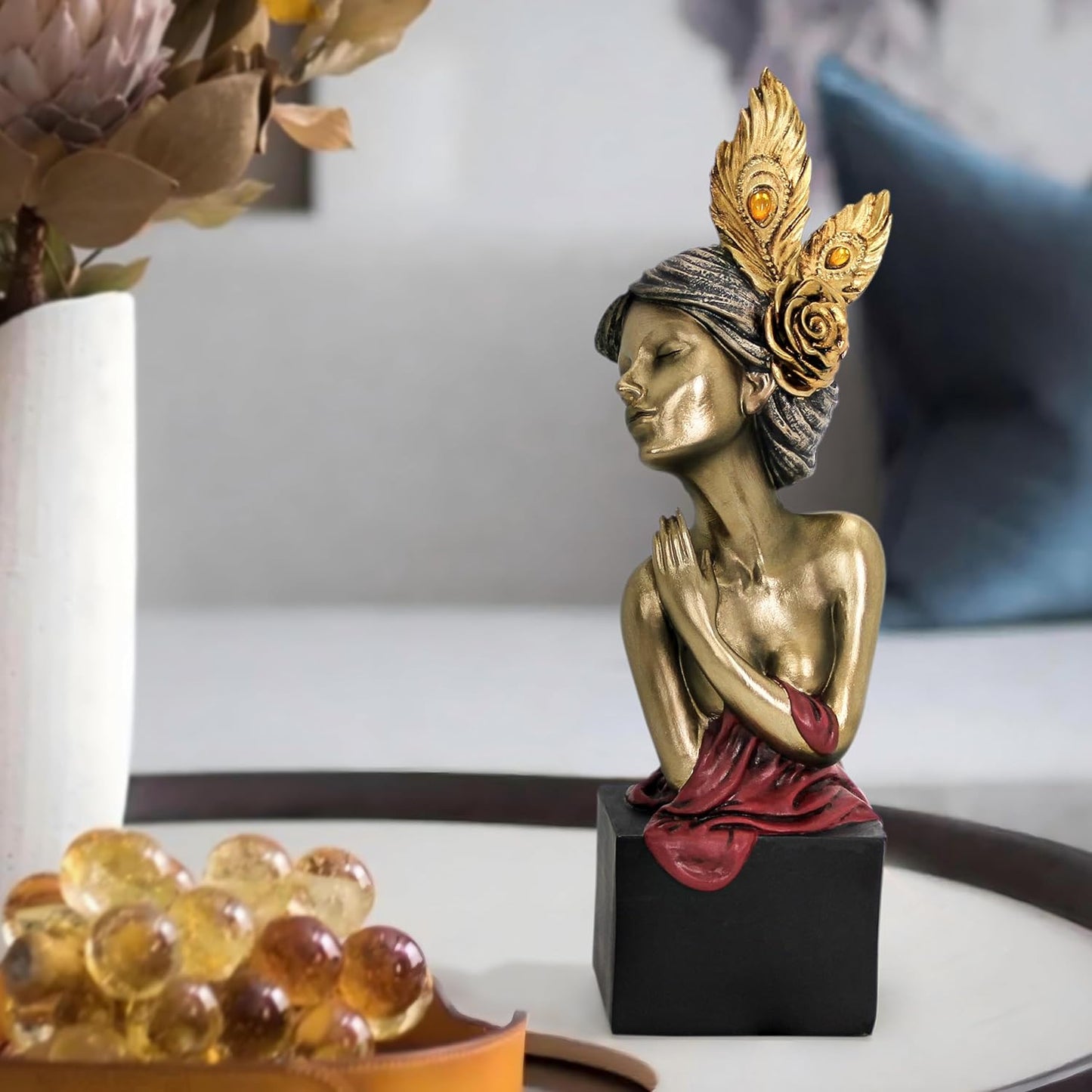 Leekung Modern Women Bust Statue for Home Deacorations,Gold Head Sculpture for Modern Aesthetic Decorations,Gold Home Decor Statues and Sculptures,Shelves Decor for Bathroom Office,Housewarming Gifts
