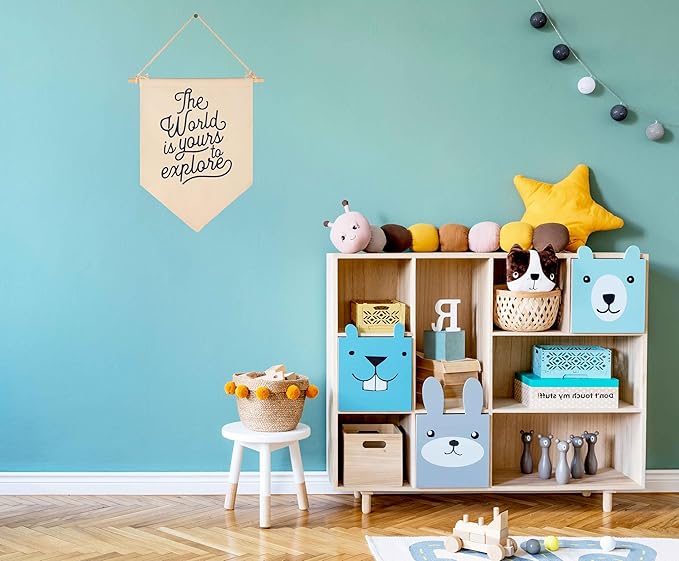 The World Is Yours To Explore-Adventure Flag Sign Gifts for Baby Newborn Boys Girls Kids-Banner Wall Decor Gifts for Nursery Bedroom Playroom Front Door-Baby Gift Shower-New Home Gift