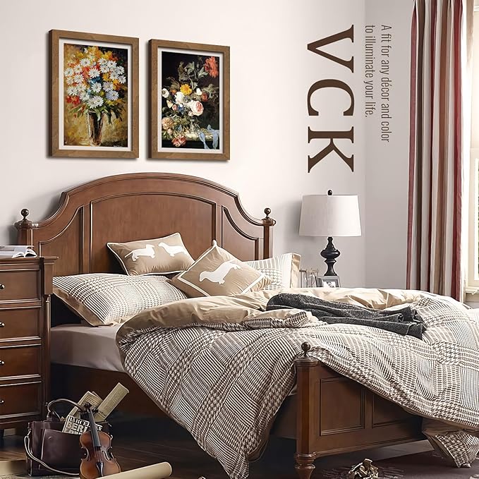 VCK 13x19 Poster Frame 3 Pack - Brown Walnut, Natural Grain Solid Wood Picture Frame, Wall Gallery Frame