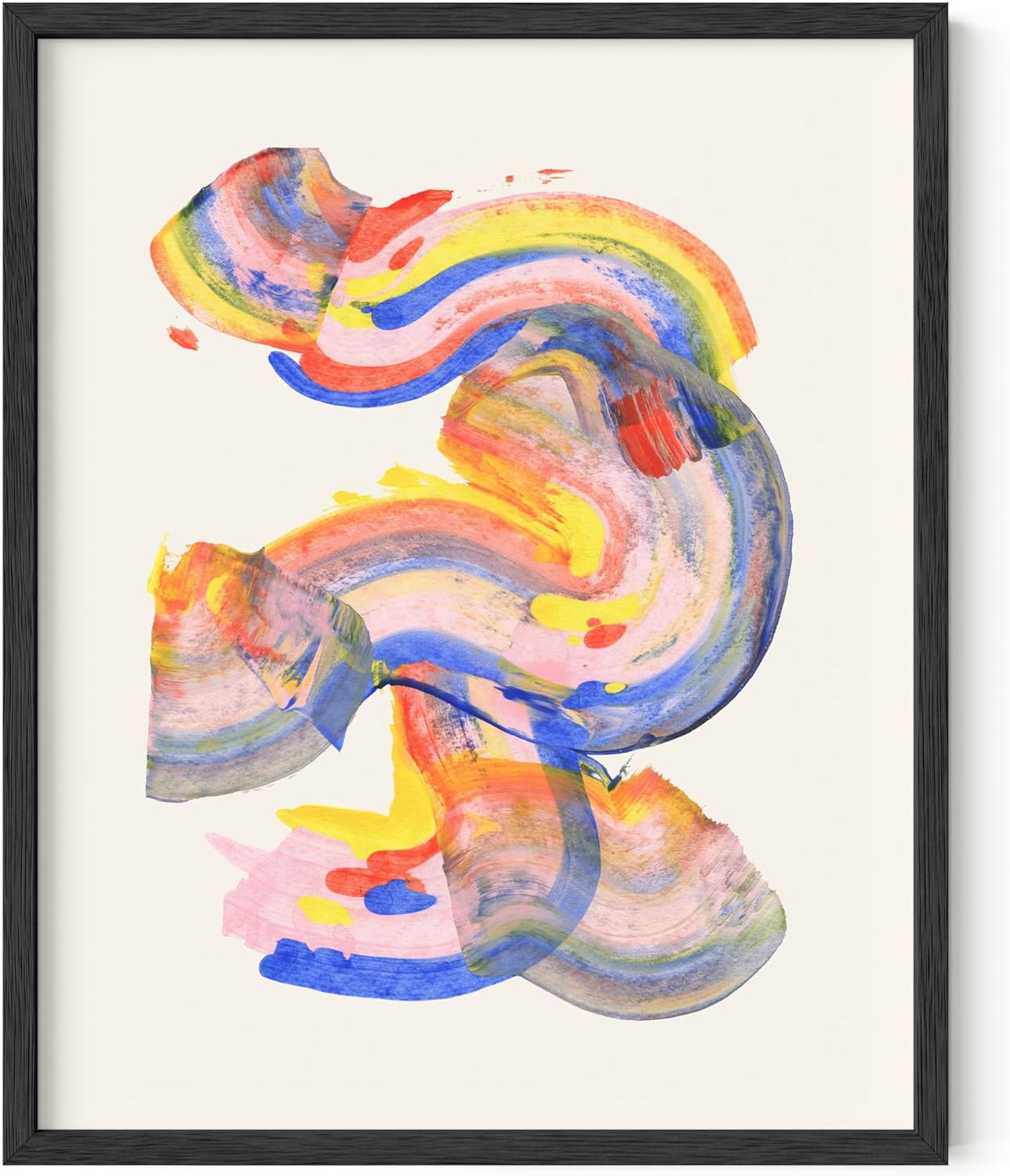 HAUS AND HUES Colorful Abstract Wall Art - Minimalist Retro Picture for Living Room Decor, Red and Pink Modern Wall Art Painting (Abstract Watercolor Swirls, Unframed, 8x10)