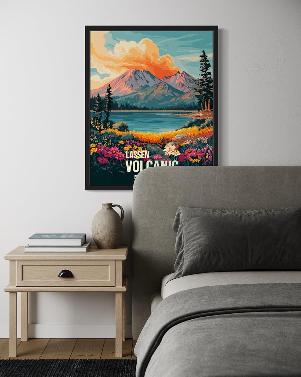 Lassen Volcanic National Park Art Print Poster, Vintage Retro Pop Art Travel Wall Art Bedroom Bathroom Living Room Decor 185 (Lassen Volcanic, 11 x 14 inches, Unframed)