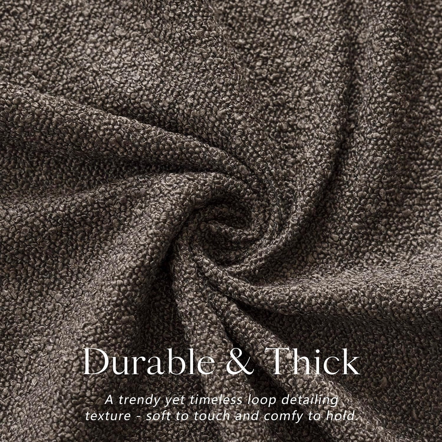 Foindtower Set of 2, Decorative Textured Boucle Throw Pillow Covers Accent Solid Pillow Cases Neutral Soft Cozy Couch Cushion Case for Chair Sofa Bedroom Living Room Home Decor 16 x 16 Inch Dark Brown