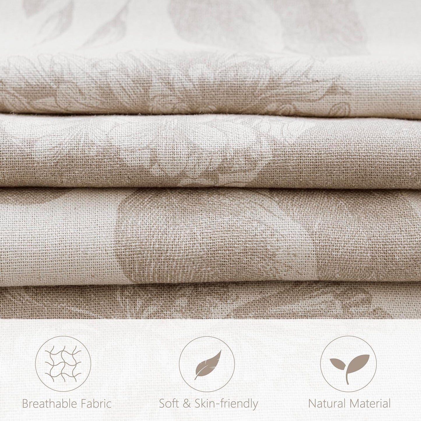 Foindtower Set of 2 Linen Floral Vintage Throw Pillow Covers Neutral Accent Decorative Cushion Covers Farmhouse Boho Home Decor for Sofa Chair Couch Bedroom Living Room,22×22 Inch,Tan Beige