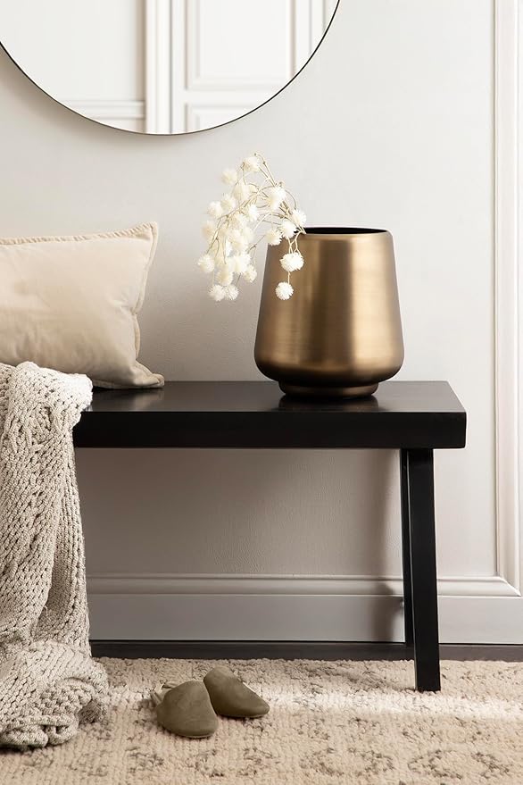 Kate and Laurel Portell Round Indoor Metal Planter Pot, 12 x 12 x 12, Antique Brass, Vintage Circular Planter for Indoor Plants Living Room or Sunroom Decor