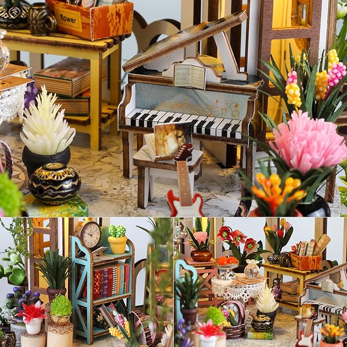 TuKIIE DIY Miniature Dollhouse Kit with Furniture, 1:24 Scale Creative Room Mini Greenhouse Wooden Doll House for Kids Teens Adults(Hanging Garden)