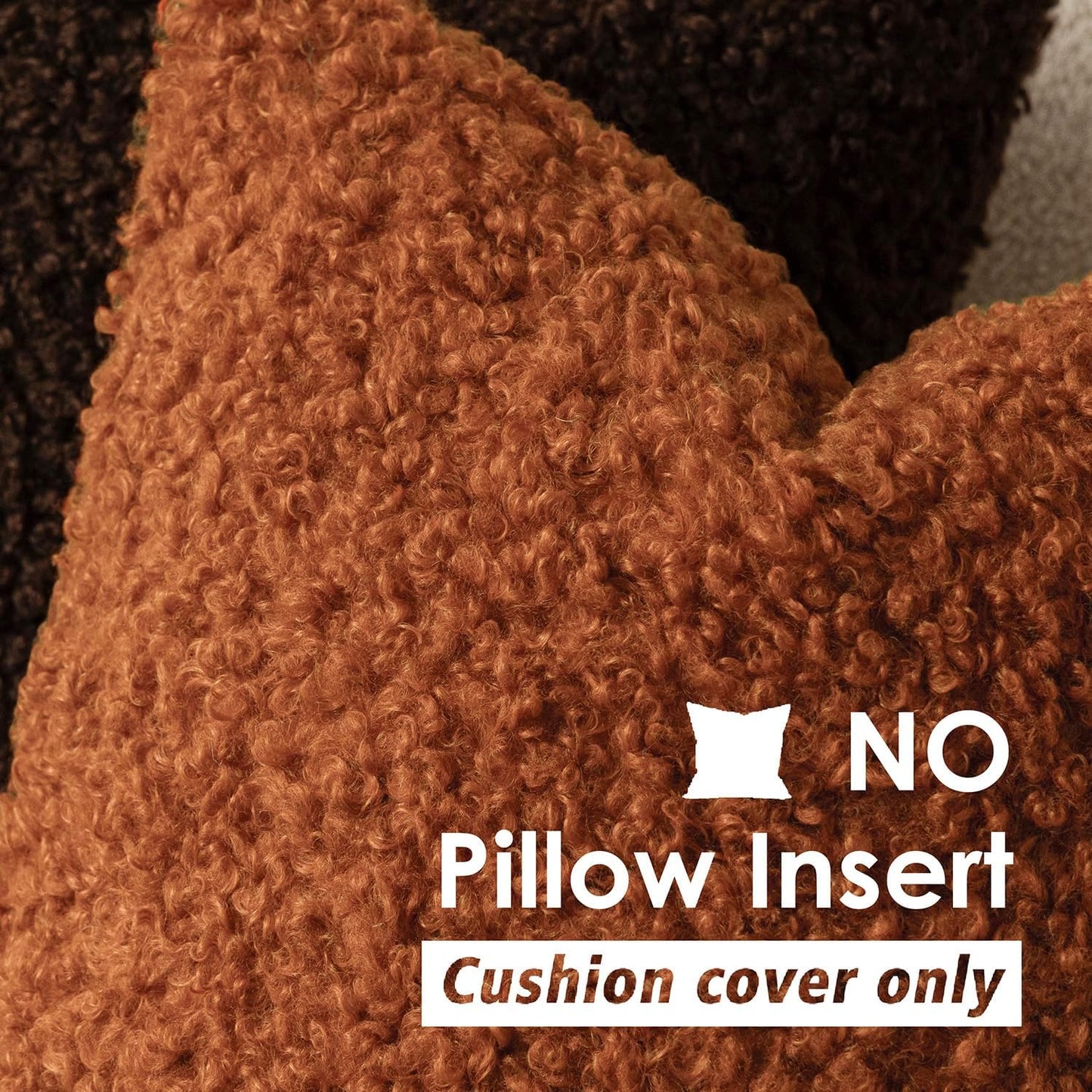 Foindtower 2 Pieces 22x22 Inch Burnt Orange, Faux Fur Throw Pillow Cover Accent Sherpa Furry Pillow Cover Fuzzy Soft Pillowcases Cozy Sheepskin Decorative Fleece Cushion Case for Bed Couch Living Room
