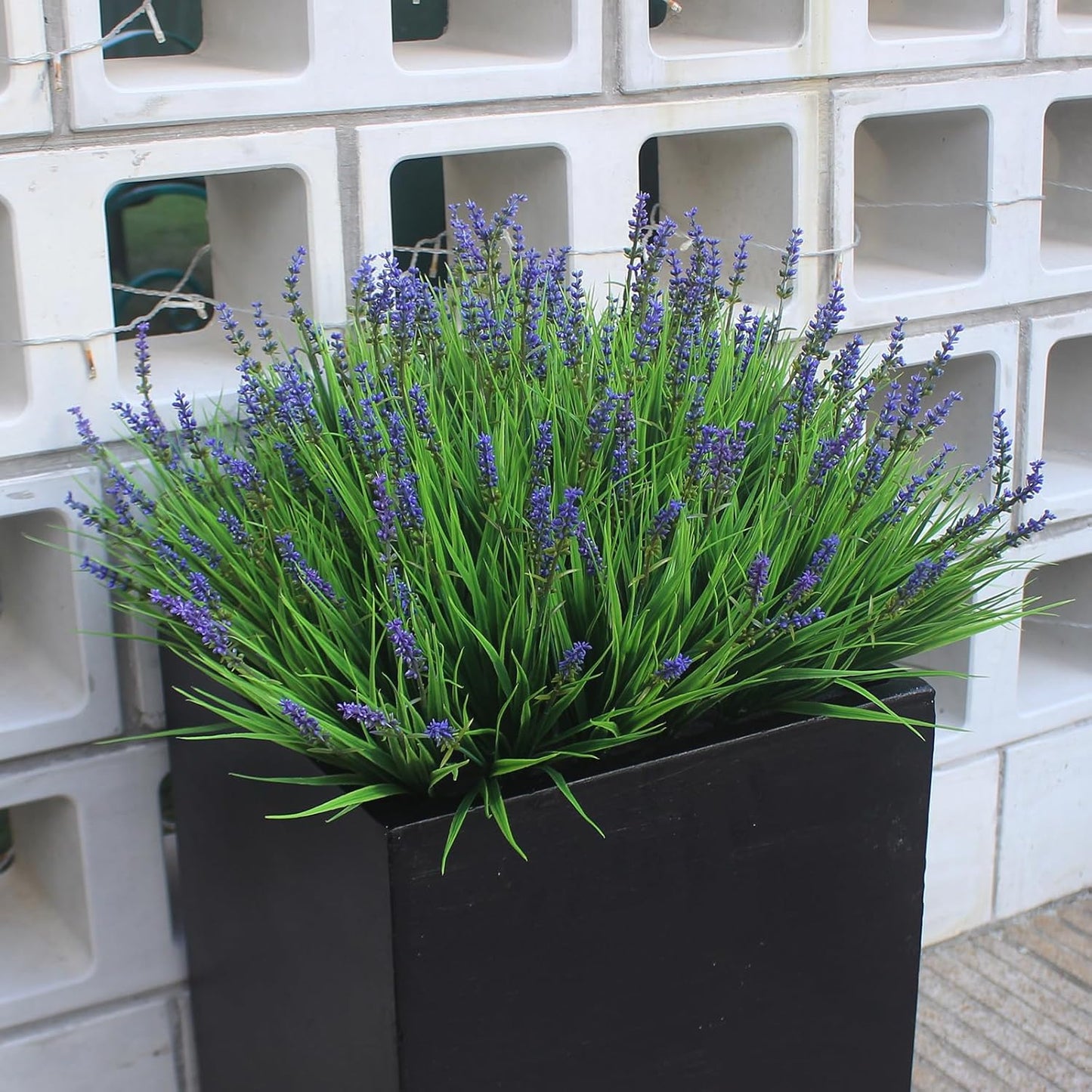 Fake Outdoor Plants Artificial Monkey Grass 12 Bundles Purple Faux Flowers for Outdoors Plastic Plant Outside Porch Patio Yard Planters Window Box Decor (12 Bundles Purple Monkey Grasses)