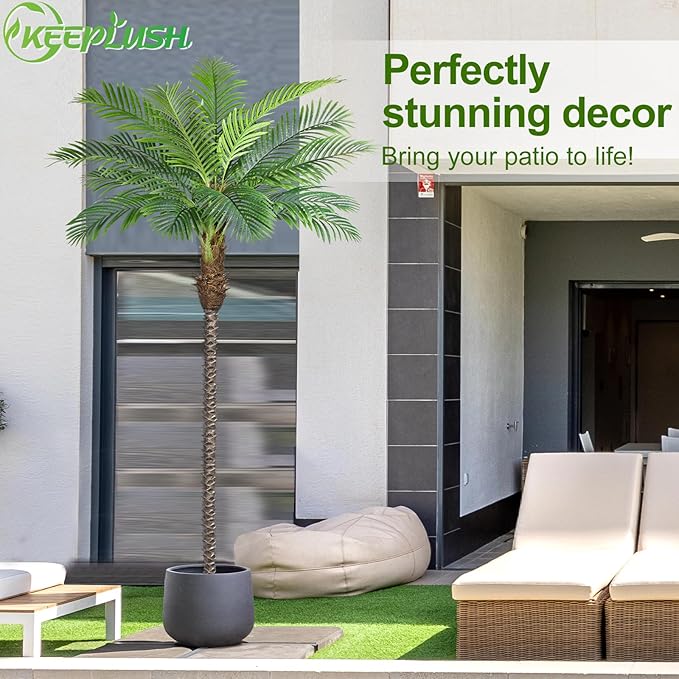 10ft Tall Artificial Phoenix Palm Tree for Outdoor Indoor Decor, Large Faux Coconut Silk Palm Tree Tropical Fake Tree Perfect for Outside Patio Poolside Home Office Decor (Set of 2)