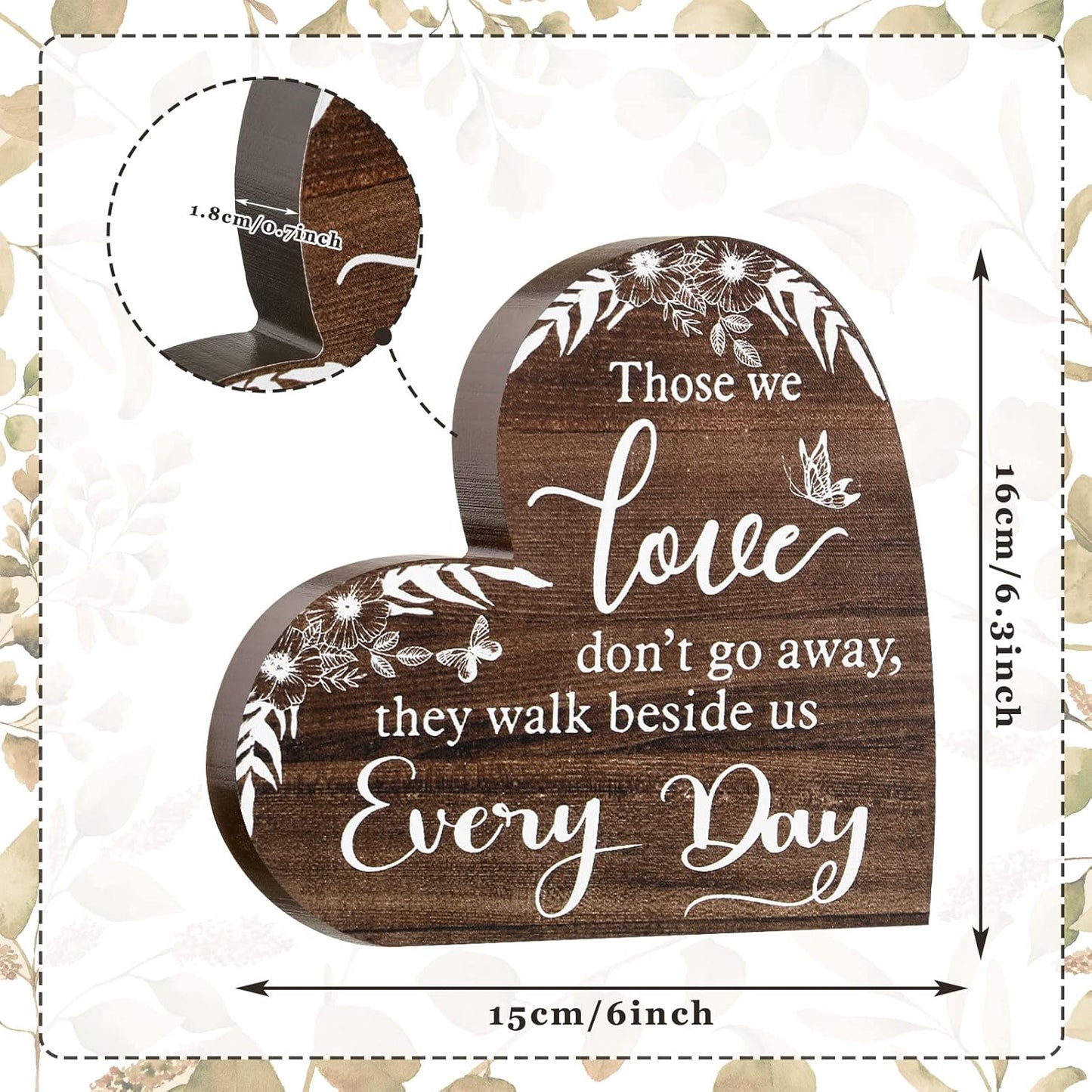 Jetec Sympathy Gift Memorial Wooden Heart for Loss of Loved One Remembrance Bereavement Decor Condolence Sign for Grief Father Mother Son Brother, 6. 3 x 6 x 0. 7 Inches(Retro Style)