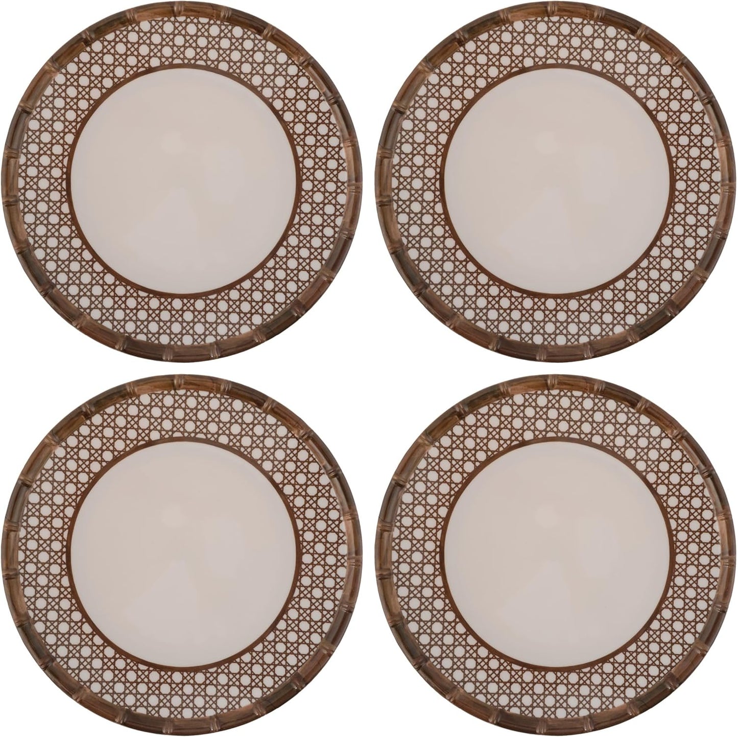 Karma, 10.75 inches Melamine Dinner Plates Set of 4, Reusable Dishwasher Safe Plates for Outdoor and Indoor, Bamboo