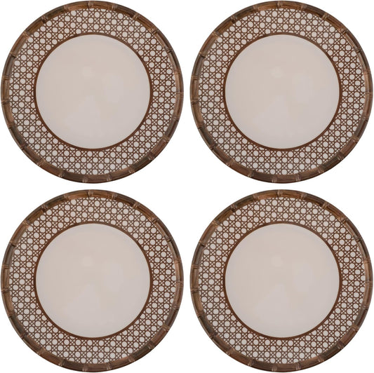 Karma, 10.75 inches Melamine Dinner Plates Set of 4, Reusable Dishwasher Safe Plates for Outdoor and Indoor, Bamboo