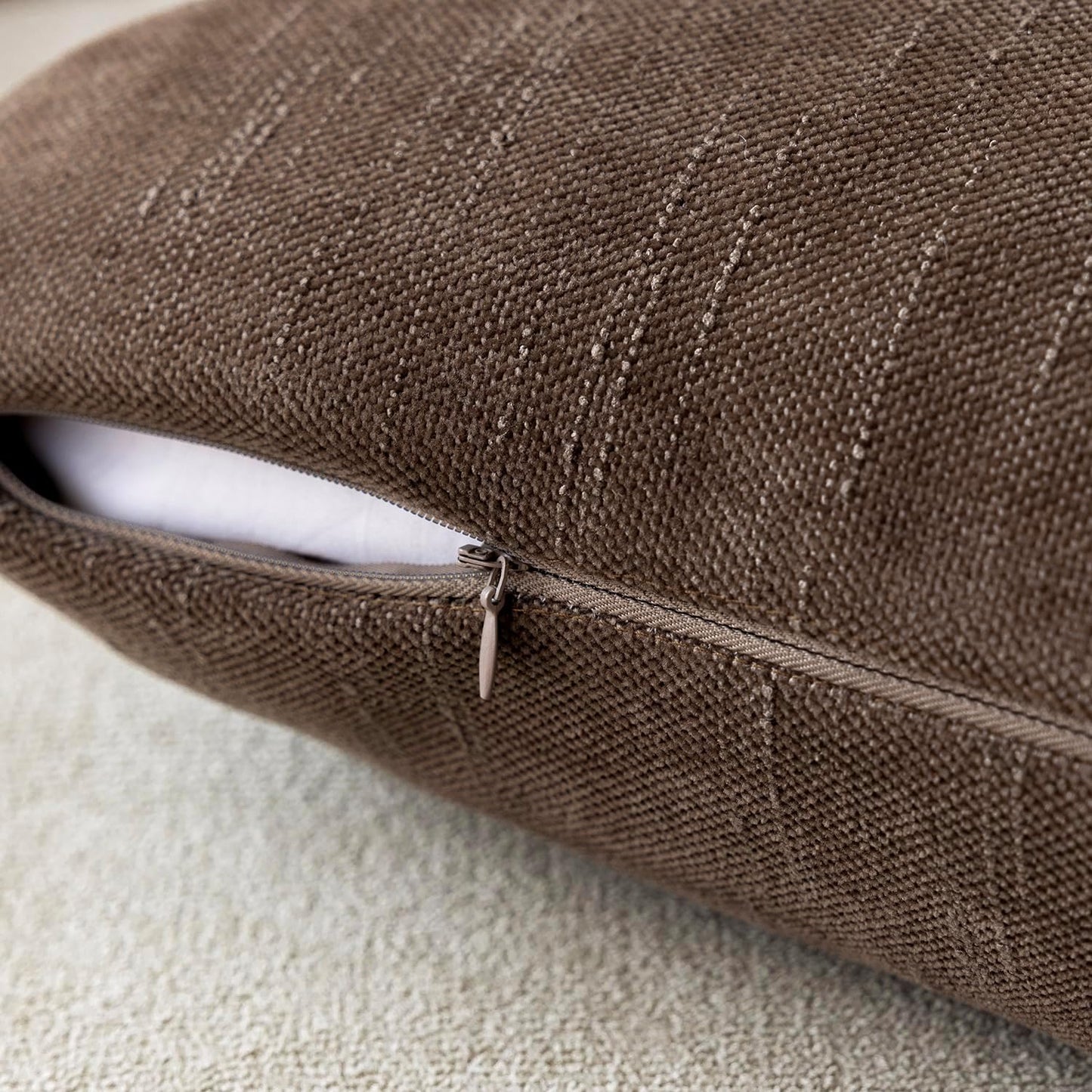 Foindtower Pack of 2 Soft Textured Chenille Throw Decorative Pillow Covers Lumbar Accent Solid Cushion Cover Cozy Neutral Farmhouse Pillow Case for Couch Sofa Bedroom Living Room 12x20 Inch, Chocolate