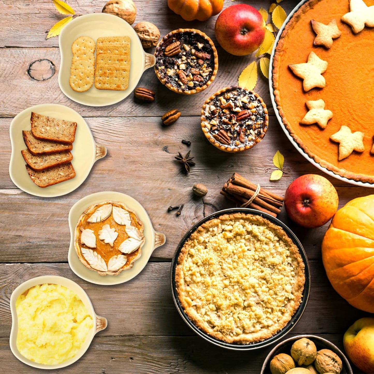 Kolewo4ever 12 Pieces Thanksgiving Bowls Ceramic Pumpkin Bowl 6 Ounces Ramekins Small Pumpkin Shaped Bowls Dinnerware Decoration for Fall Thanksgiving Serving Dip, Sauce, Condiments,Snack (Yellow)