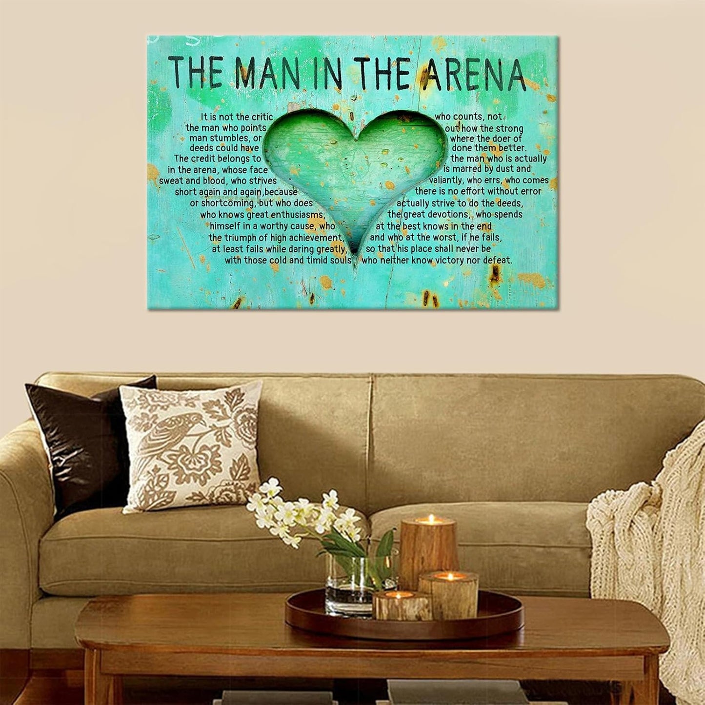 Inspirational Poster Wall Art Motivational The Man In The Arena Entrepreneur Quotes Print on Canvas Picture Painting Artwork for Living Room Office School Wall Decoration Ready to Hang [24''Wx36''H]