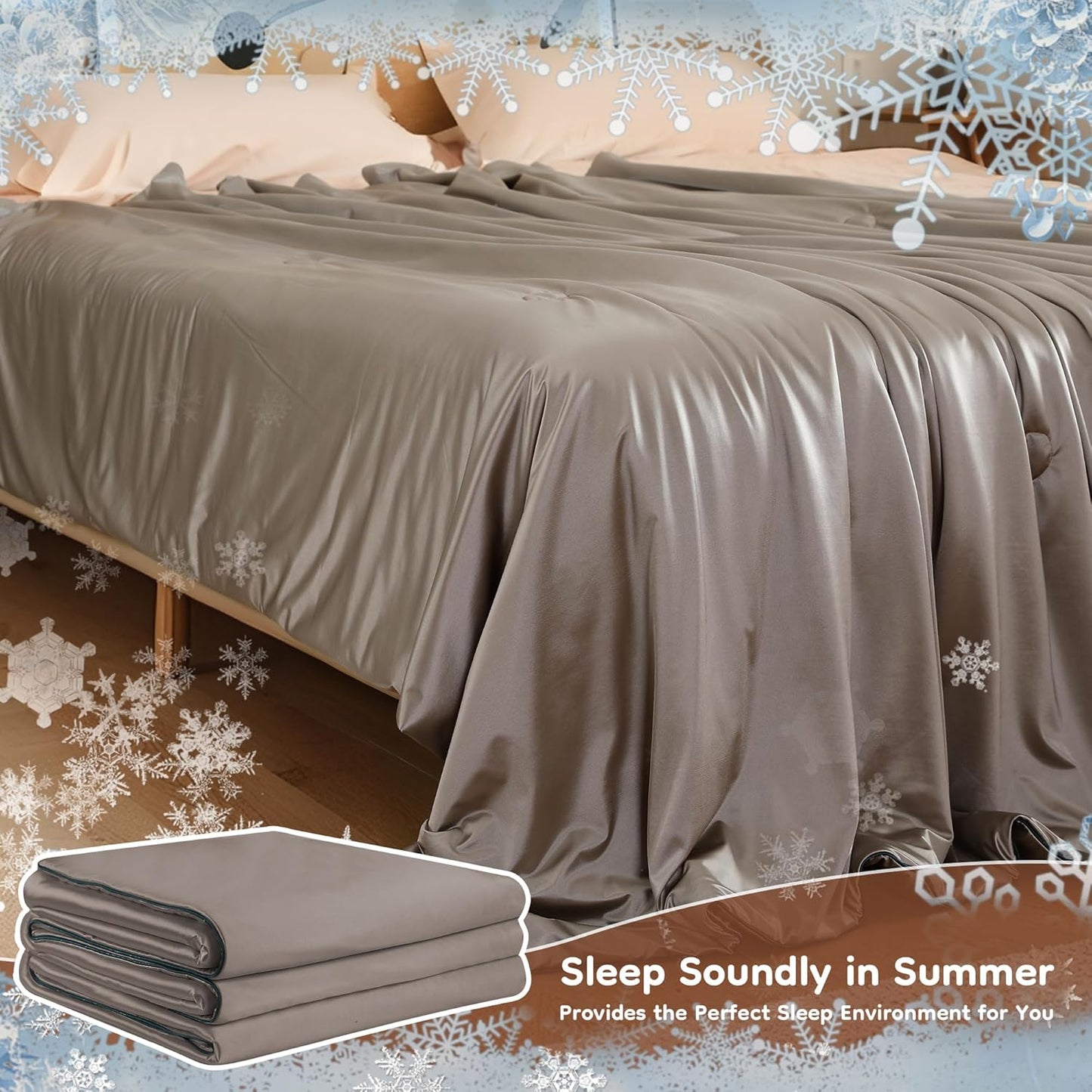 Cooling Blanket Throw Summer Comforter for Hot Sleepers, Silky-Soft & Cool Fiber, All-Season Comfort, Double-Sided Cold Blanket for Night Sweats, 53" x 79" Fits 2 on Couch, Taupe