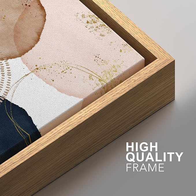 SIGNFORD Framed Wall Art Print Set Pastel Watercolor Vibrant Circle Collage Abstract Shapes Illustrations Modern Minimalist Relax/Calm Multicolor for Living Room, Bedroom, Office - 16"x24"x2 Natural