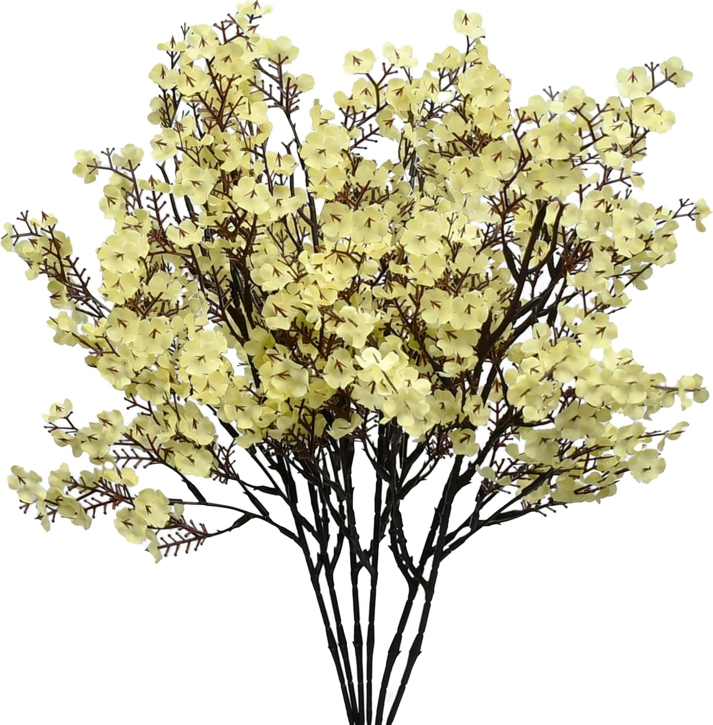 Mandy's Light Yellow Artificial Baby’s Breath Flowers 6 Bundles Silk Gypsophila with Bendable Stems for Fall Centerpiece Wedding Decor and Table Arrangements