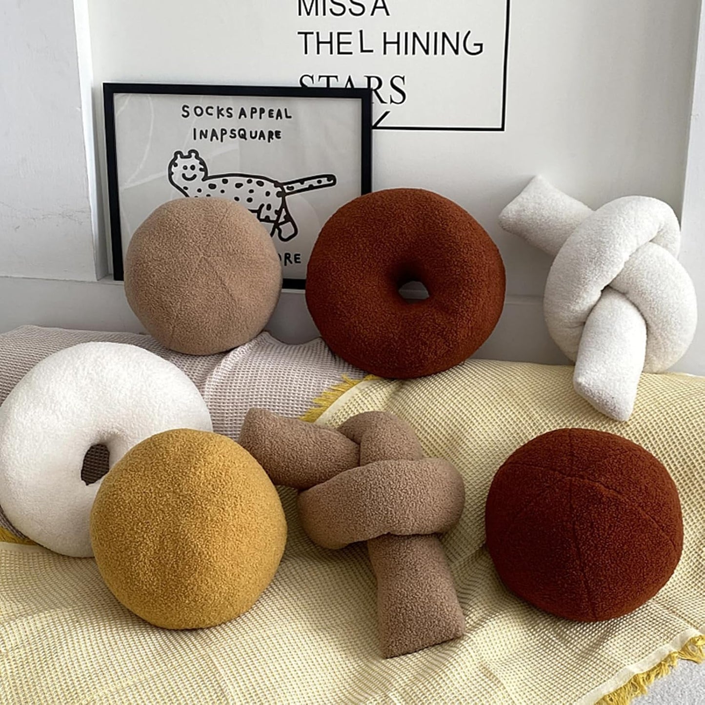 Khaki Knot Pillow Long Shaped Soft Knot Plush Pillow Cushion Home Decoration Throw Pillows for Sofa Bedroom Car Office Gift