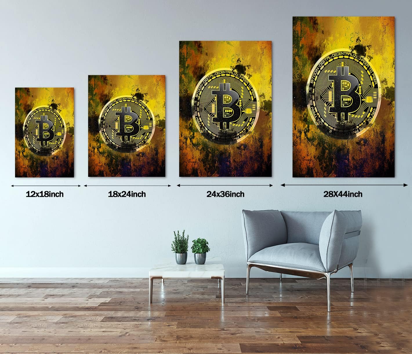 Bitcoin Canvas Wall Art Motivational Hodl Crypto Btc Posters Modern House Inspiration Office Decor Motivation Inspire Cryptocurrency Trader Hodler Inspirational Prints Artwork Decorations(28"Wx44"H)