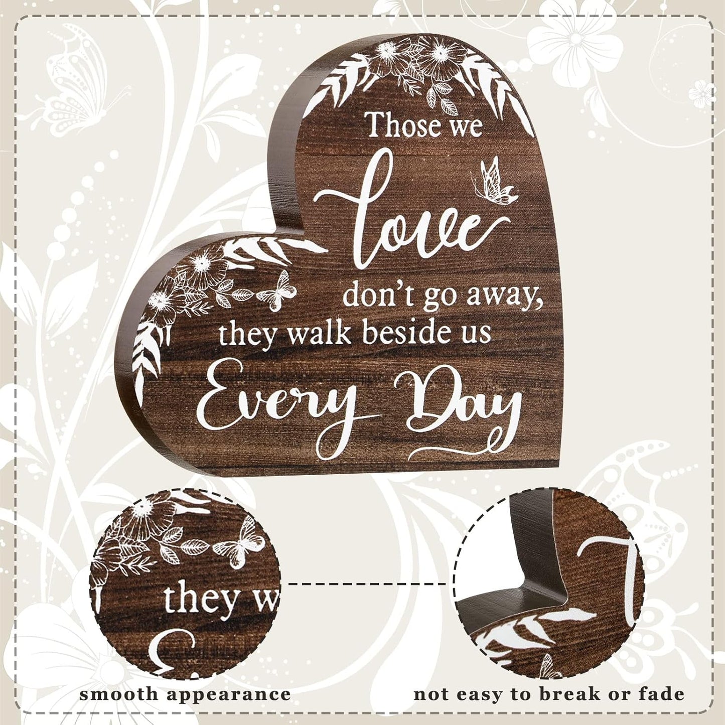 Jetec Sympathy Gift Memorial Wooden Heart for Loss of Loved One Remembrance Bereavement Decor Condolence Sign for Grief Father Mother Son Brother, 6. 3 x 6 x 0. 7 Inches(Retro Style)