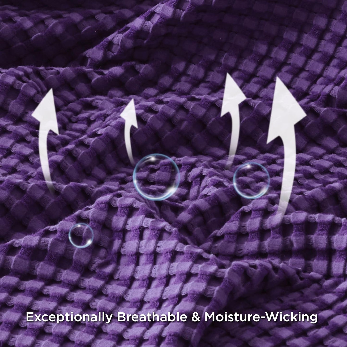 Bedsure Cooling Cotton Waffle Oversized King Blanket - Lightweight Breathable Rayon Derived from Bamboo for Hot Sleepers, Luxury Throws for Bed and Sofa, Purple, 120x96 Inches