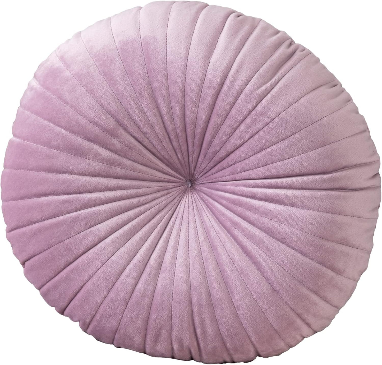 HLOVME Round Pillow Cushion for Couch Velvet Decorative Small Throw Pillow Solid Color for Living Room Bed Floor 15.7”, Light Purple