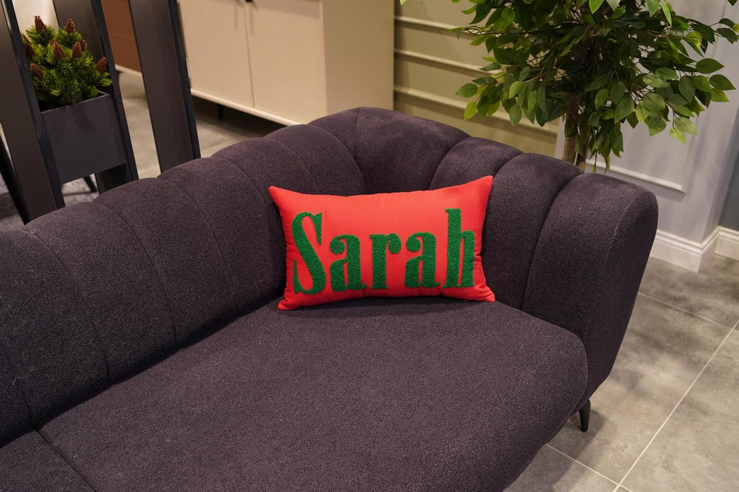 Custom Embroidered Name Lumbar Pillow, Personalized Monogrammed Names Linen Pillows for Sofa Bed, Customized 12''x20'' Farmhouse Linen Throw Pillow Cover Gifts for Women