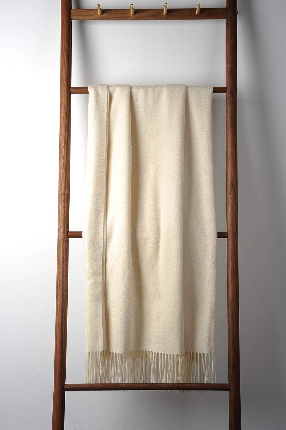 EP Mode 100% Pure Cashmere Throw Blanket for Sofa, Classic Design with Gift Box (Whisper White)