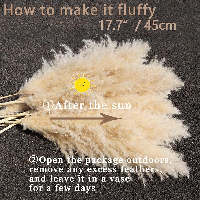 25 Stems Home Decor - Natural Dried Pampas Grass, Brown Pompas Grass, Dry Small Pampas Bulk for Living Room Table Decor, Boho Decor, Party Wedding Decor , Gift(17.7 inch, 20 Brown & 5 Female Pampas )