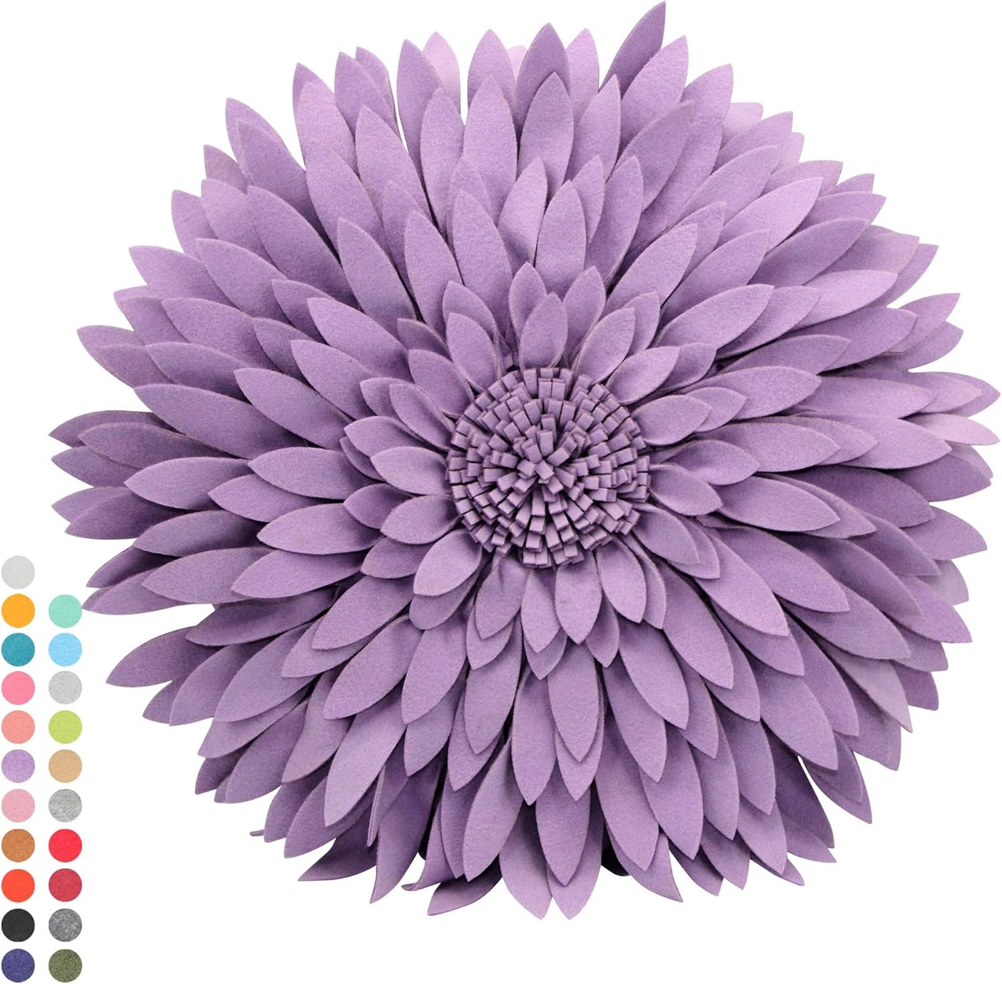 Contempo Lifestyles 3D Daisy Flower Decorative Pillow - Design Patented, Shaped for Couch & Bed (18" Flower, 16" With Insert, Solid Lilac)