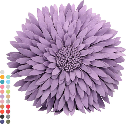 Contempo Lifestyles 3D Daisy Flower Decorative Pillow - Design Patented, Shaped for Couch & Bed (18" Flower, 16" With Insert, Solid Lilac)