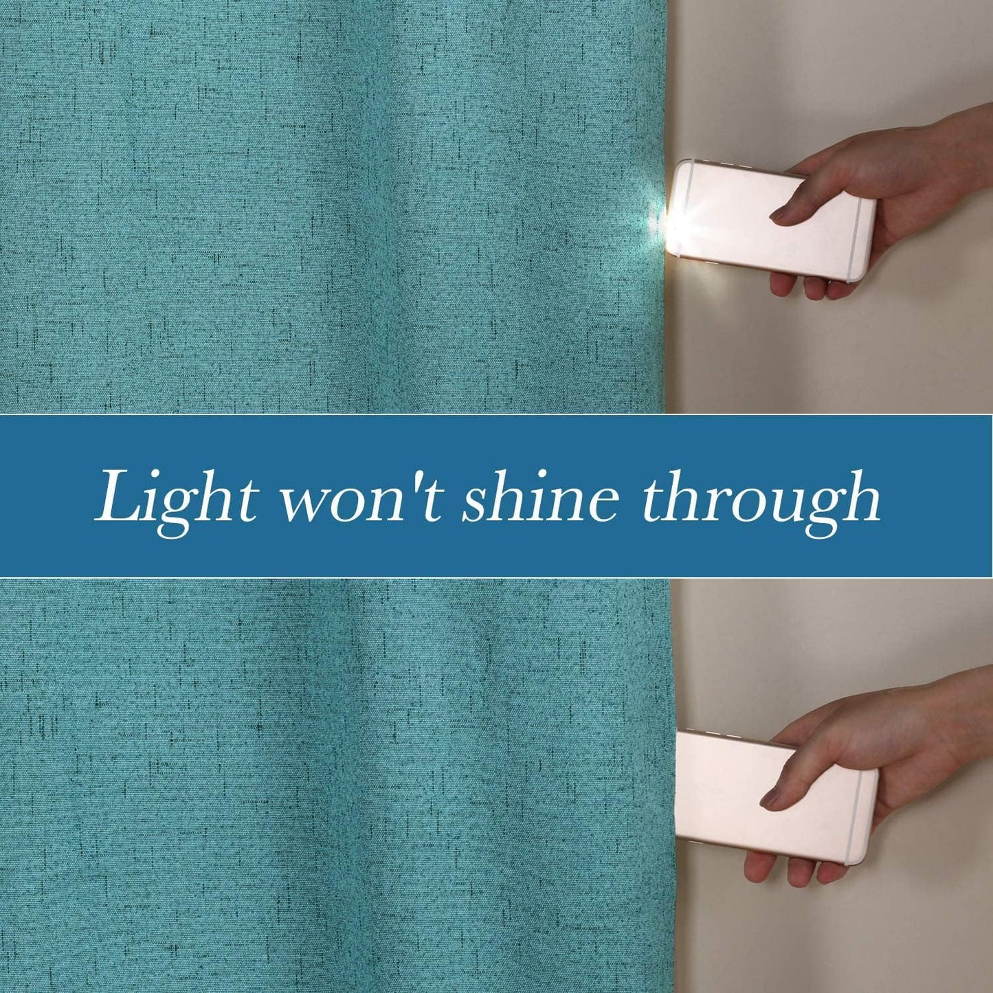 H.VERSAILTEX Linen Blackout Curtains Durable Thick Textured Linen Look 100% Blackout Patio Door Curtain Anti Rust Grommet Extra Wide Sliding Door Curtain Panel, W100 x L108 inch - Teal