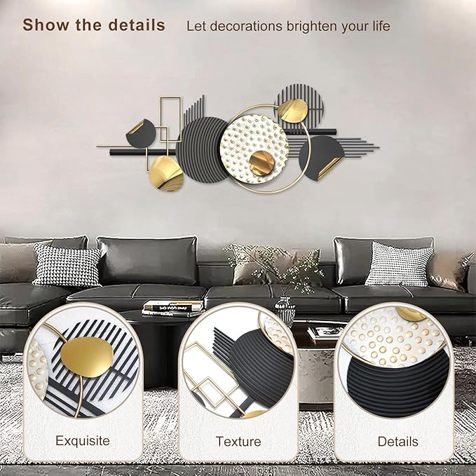 Wall Art Decor Wall Art Framed Minimalist Abstract Geometric Wall Sculptures Decoration Large Size 59 × 20 Inch Wall Decor Aesthetic Bathroom Bedroom Living Room Kitchen Home Office Wall Hanging