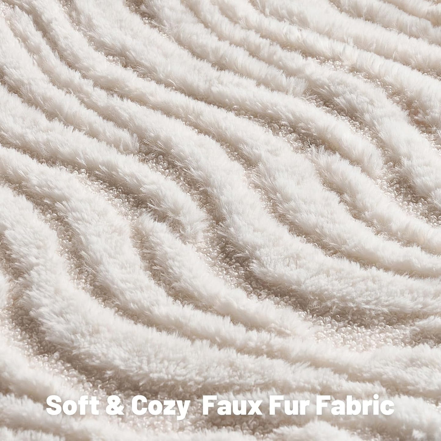 FUTEI White Decorative Throw Pillow Covers 18x18 Inch Set of 2,Soft Faux Fur Geometric Shapes Texture Cushion Case,Boho Home Decor for Couch Bed Living Room