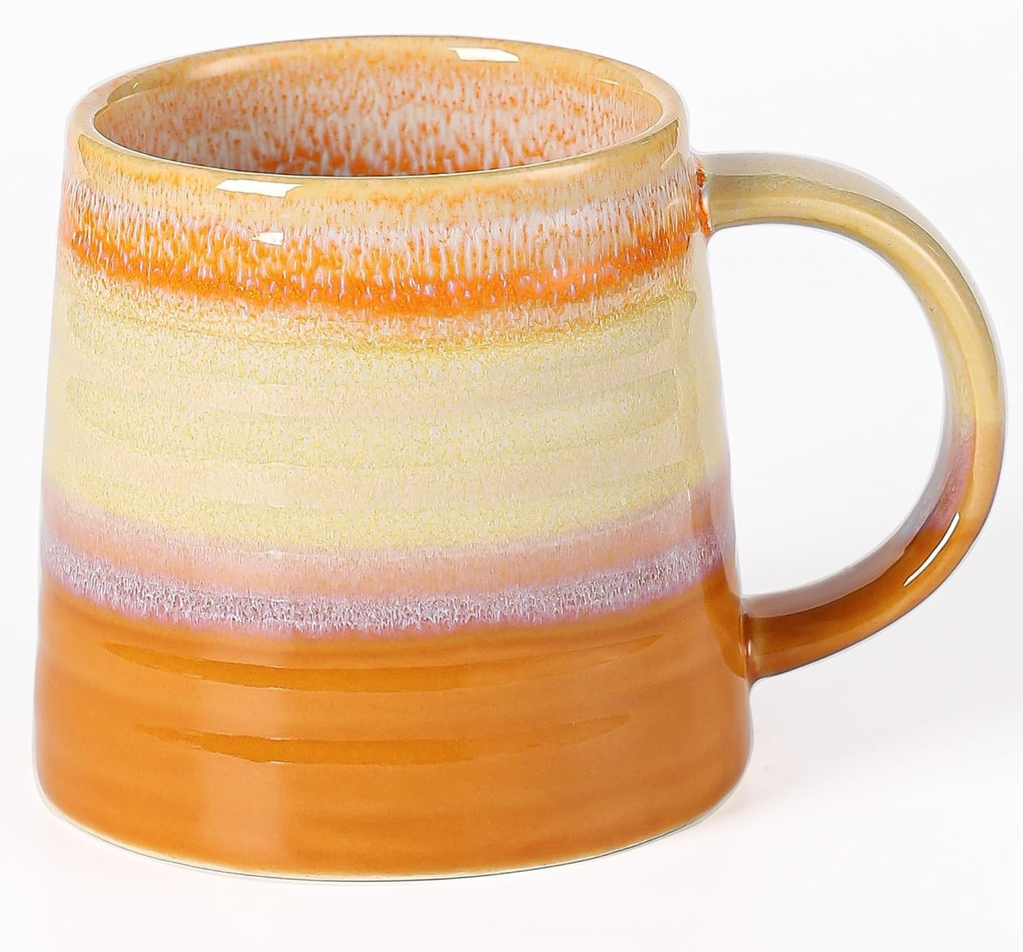 Large Ceramic Coffee Mugs, Handmade Pottery Mug, Tea Cups with Handle for Office and Home, 16 Ounces, Dishwasher and Microwave Safe (Orange)