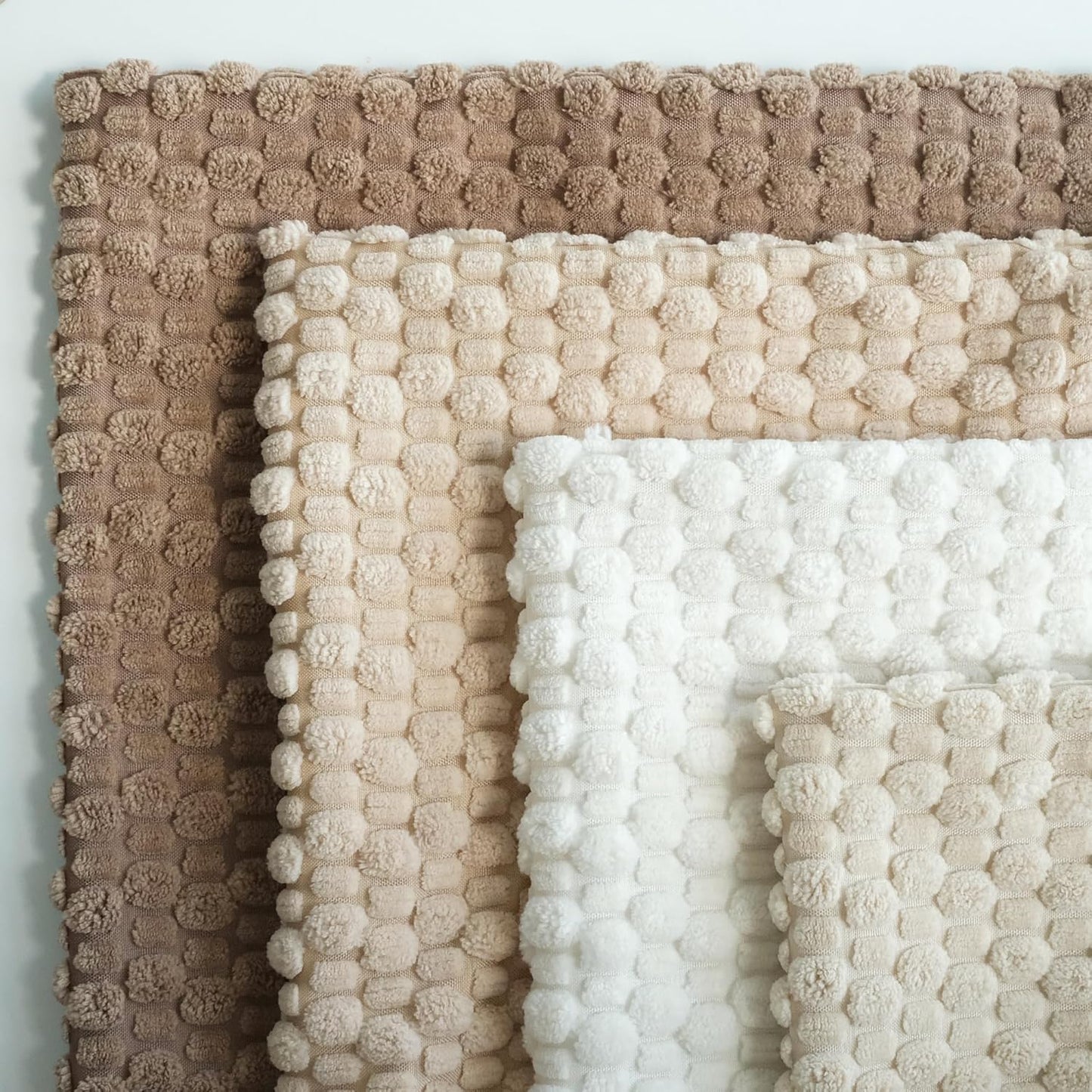 JOJUSIS Pack of 4 Neutral Decorative Throw Pillow Covers Farmhouse Boho Home Decor Striped Corduroy Square Pillowcases 18 x 18 Inch Beige Chocolate