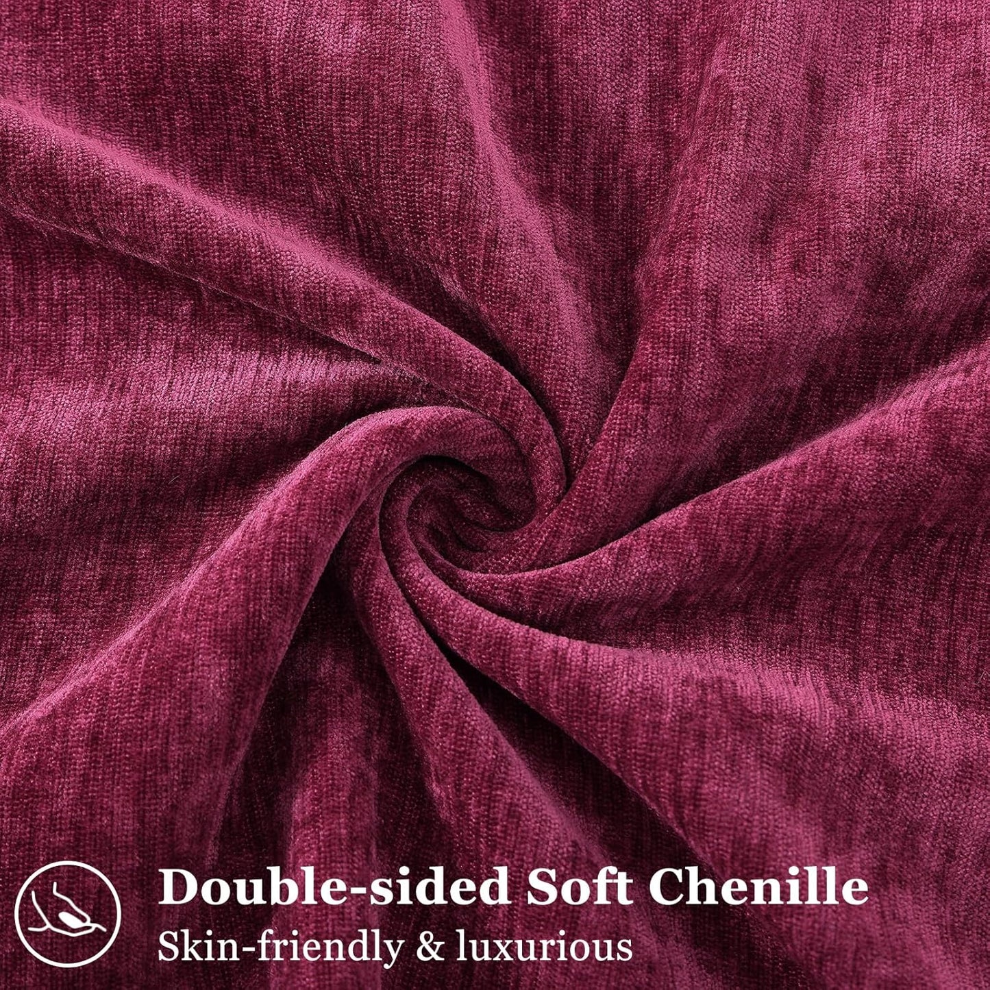 decorUhome Christmas Couch Throw Pillow Covers 20x20 Set of 2, Decorative Soft Euro Neutral Chenille Pillow Covers with Elegant Design for Sofa Bed Living Room Home Decor, Rhododendron