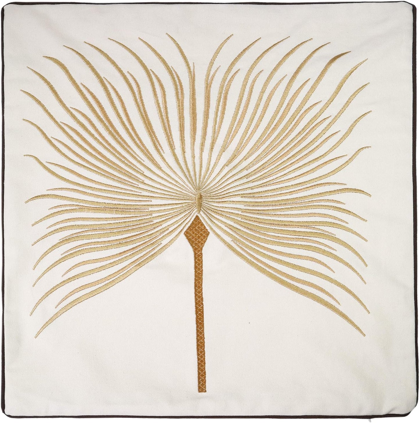 Embroidery Throw Pillow Covers 18x18 Home Decor Fine Thread Dandelion Flower Pillow Cover for Couch Bedroom Chair 100% Cotton Canvas Floral Cushion Cover 45x45cm, Beige Pack of 2