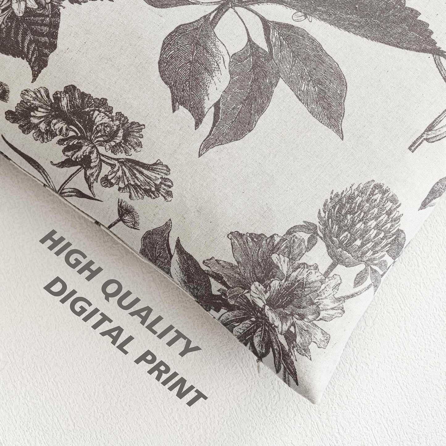 Foindtower Set of 2 Linen Floral Vintage Throw Pillow Covers Neutral Accent Decorative Cushion Covers Farmhouse Boho Home Decor for Sofa Chair Couch Bedroom Living Room,20×20 Inch,Light Gray