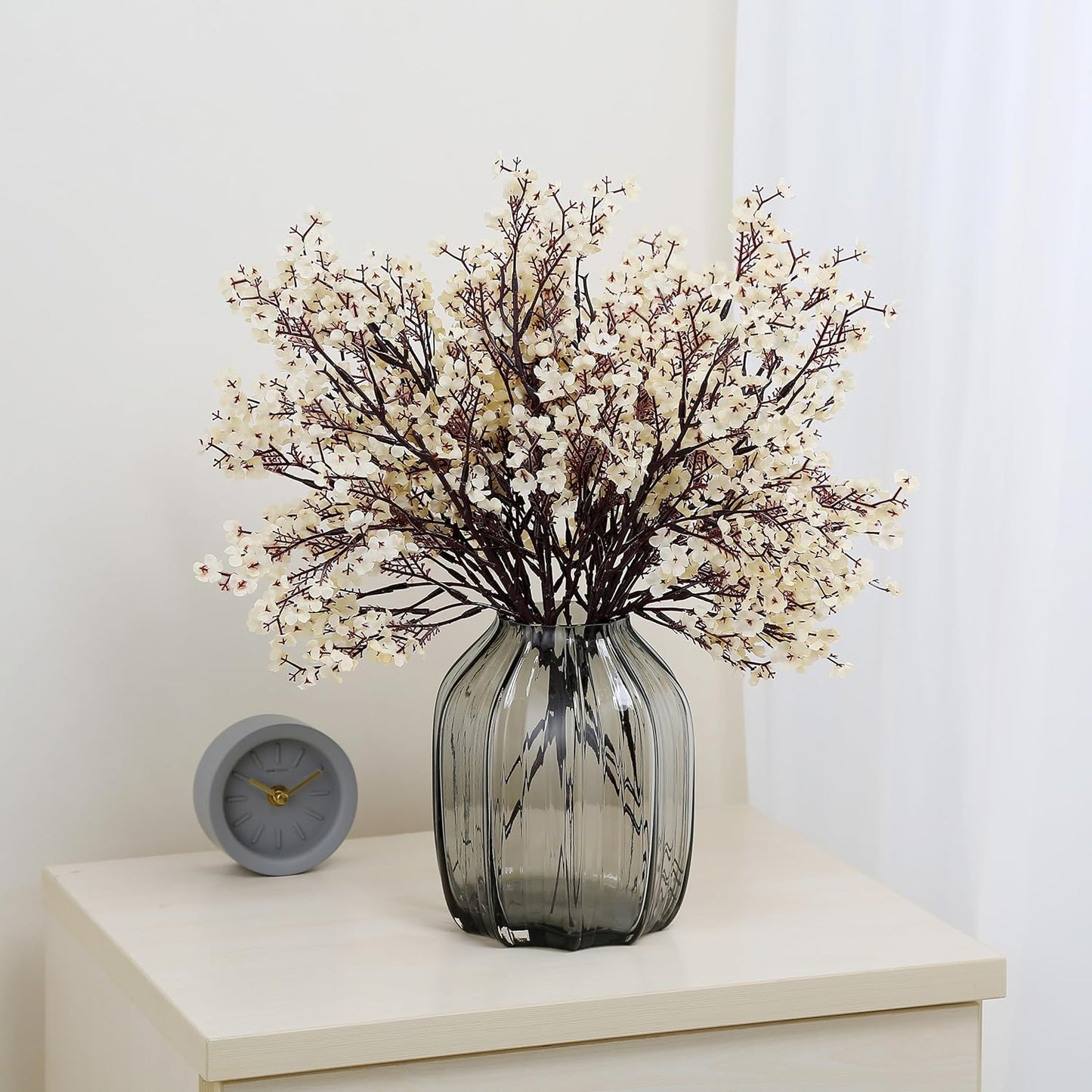 JAKY-Global Babys Breath Fabric Cloth Artificial Flowers 12 Bundle European Fake Silk Plants Decor Wedding Party Decoration Bouquets Real Touch DIY Home Garden (Champagne-12 pcs)