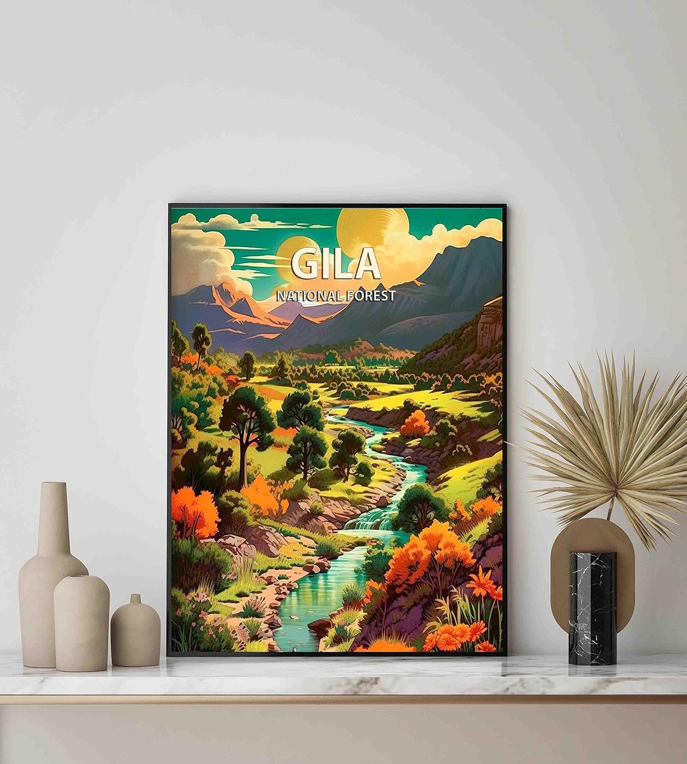 Gila National Forest Poster Art Print Retro Mountain Wall Art Poster Vintage Decor Nature Recreation Wilderness Wildlife Decoration, Outdoor Adventure Scenic Beauty Artwork. (Gila National Forest,