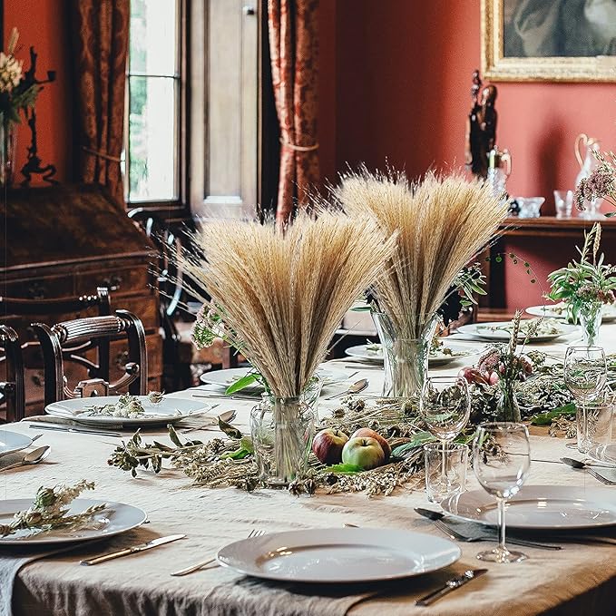 Uieke 100Pcs Natural Dried Pampas Grass Plume 17inch Tall Dried Flowers Large Faux Reed Artificial Plants for Wedding Flower Arrangements Farmhouse Wreath Door Centerpiece Home Décor Brown