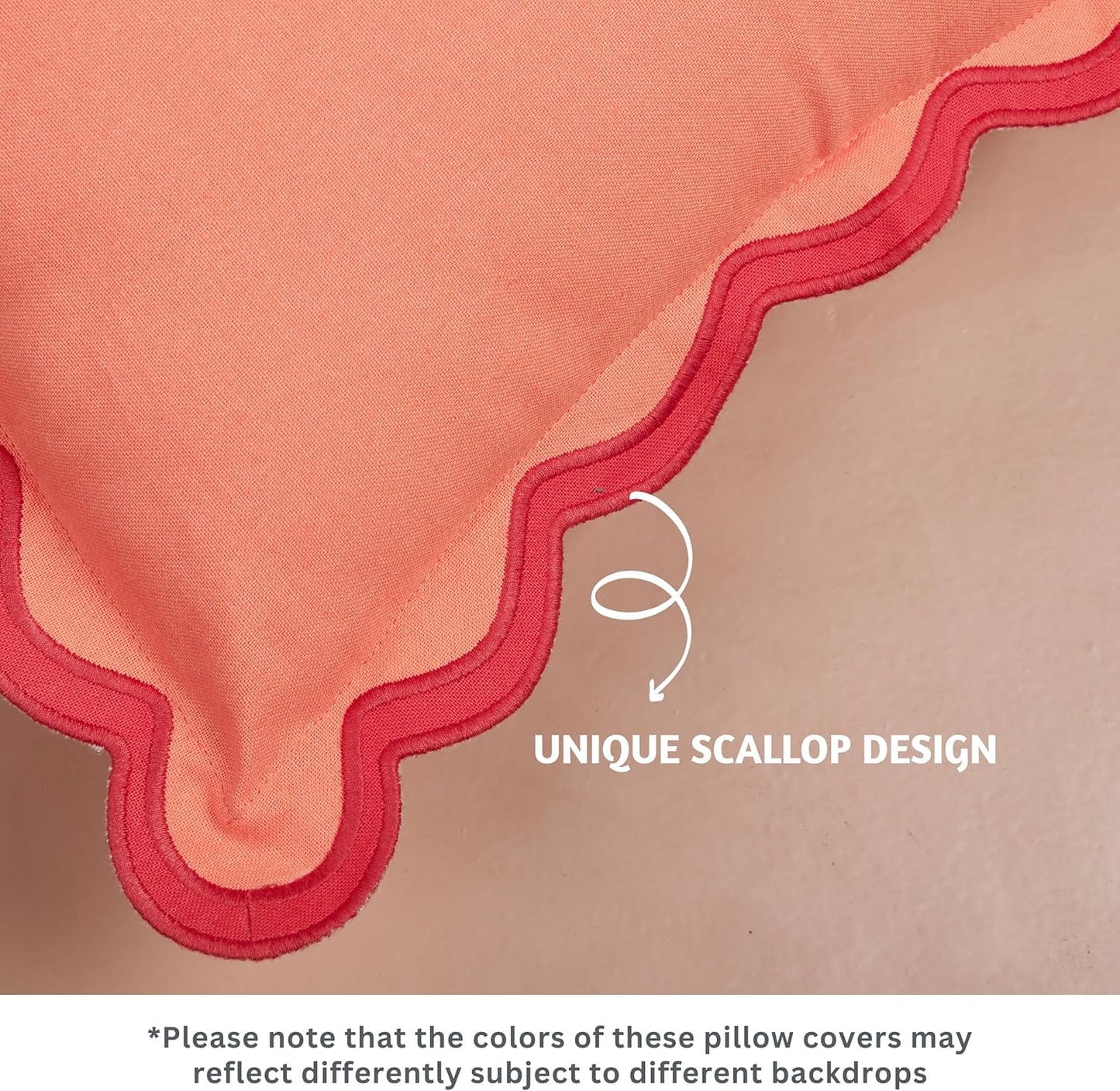 Folkulture Christmas Throw Pillows | Set of 2 (20 x 20) Boho Couch Pillows for Living Room | Scalloped Red Decorative Pillows Xmas Decor for Home