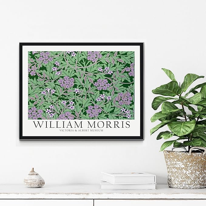 William Morris Purple Flowers Wall Art Poster Prints, Famous Artist Patterns, Vintage Flowers Decor Artwork, Tapestry Historic Cultural Illustrations Fine Art, Colorful for Living Room, Bedroom,